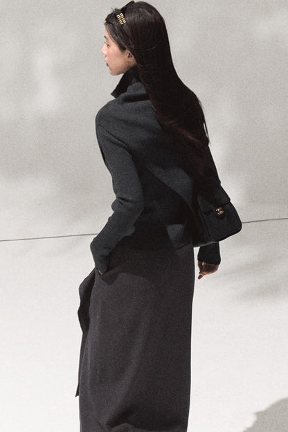 Moonlit Pit Strip Wool Knit Sweater