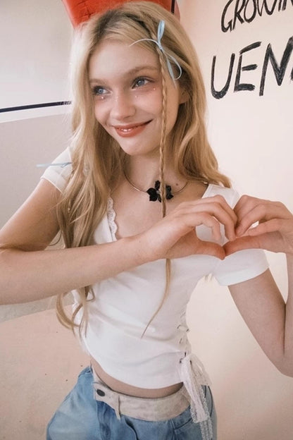 Elegant V-Neck Pleated T-Shirt