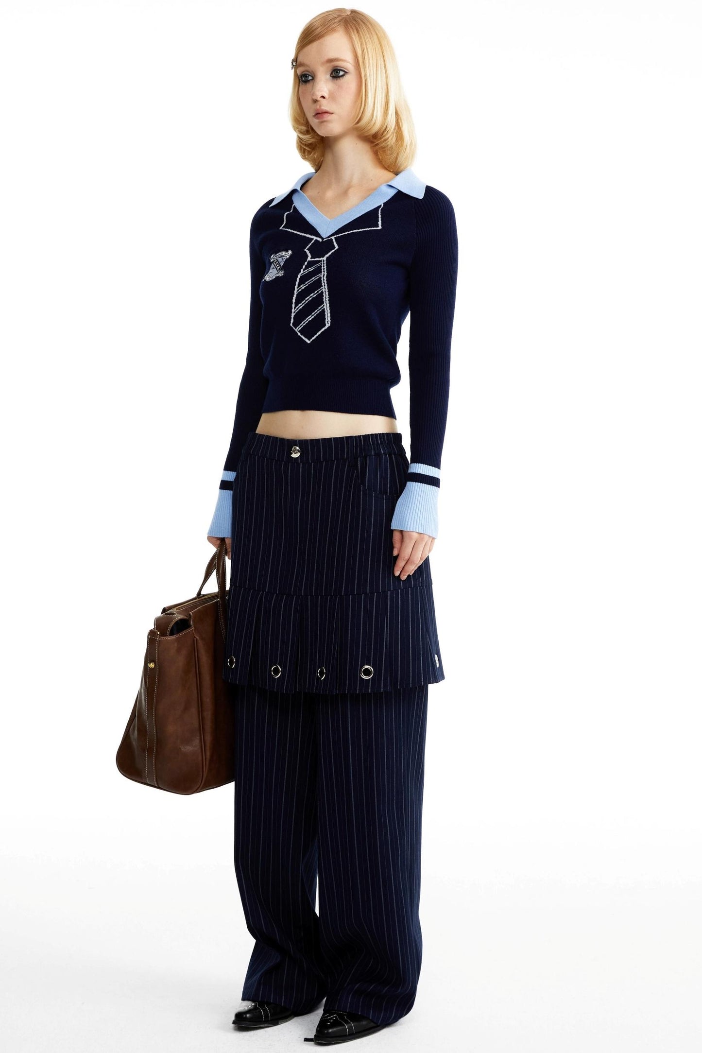 Fake Two-Piece Culottes Straight Pants