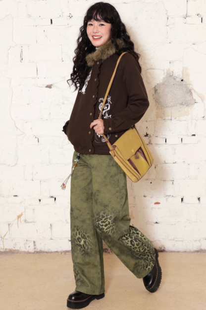 Dark Brown Hooded Jacket Skirt Set-Up