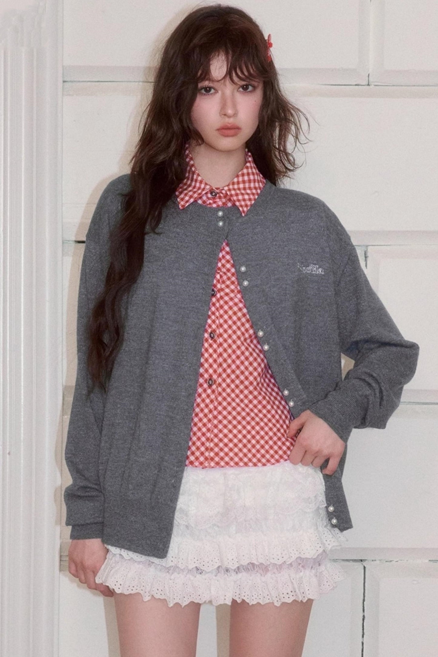 Versatile Pearl Buckle Knit Cardigan