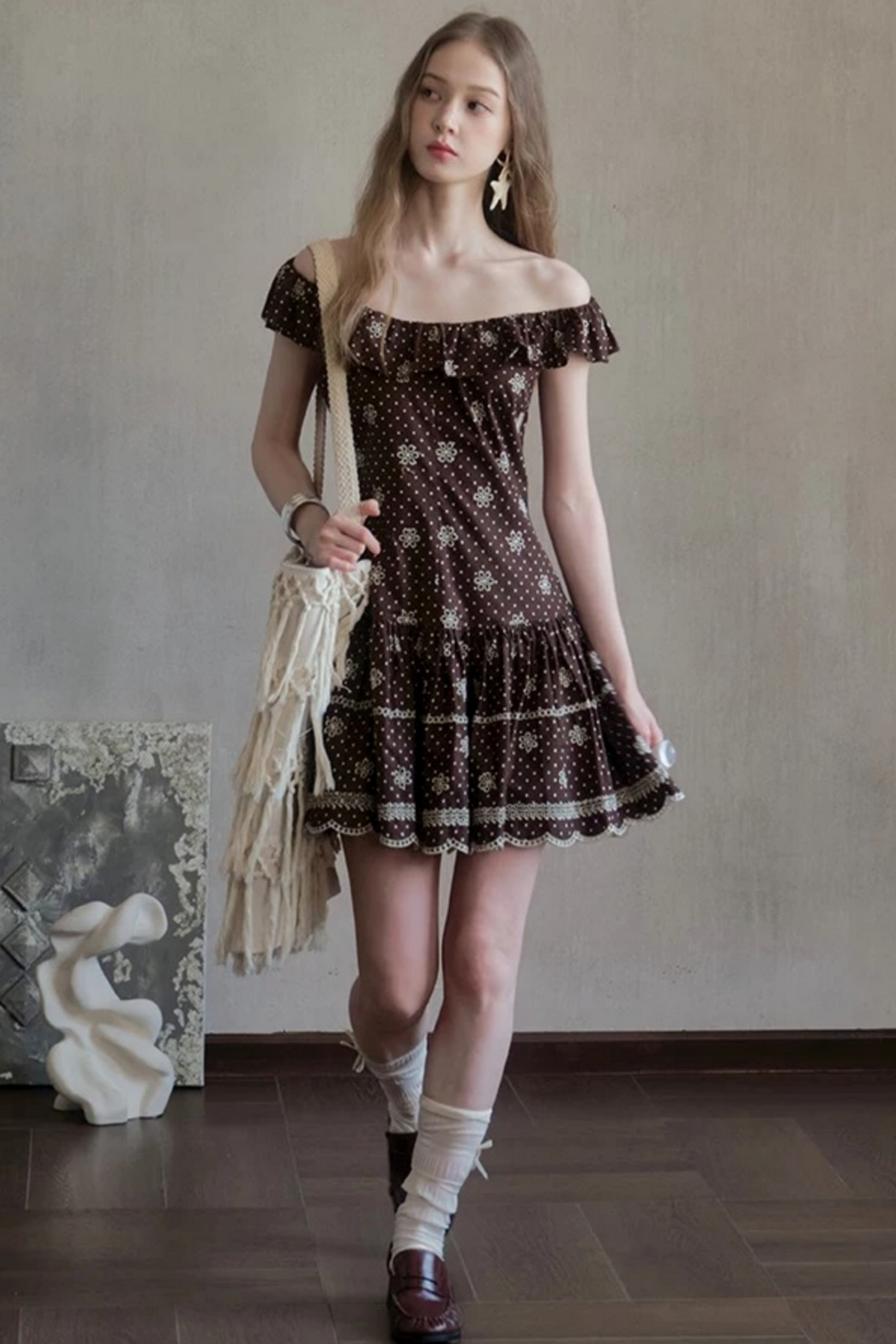 Embroidered One-Shoulder Dress