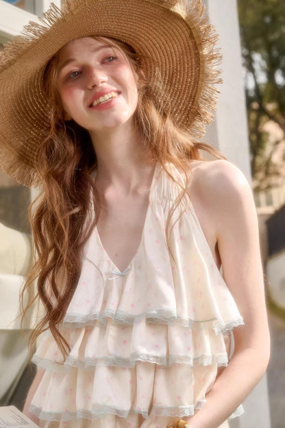 Lemon Floral Satin Lace Top Set-Up