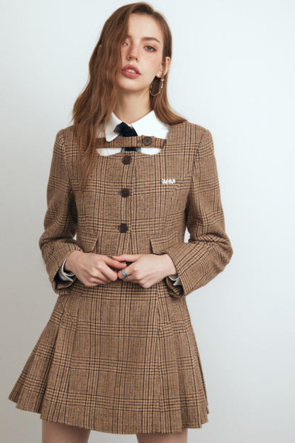 Brown Checked Tweed Jacket