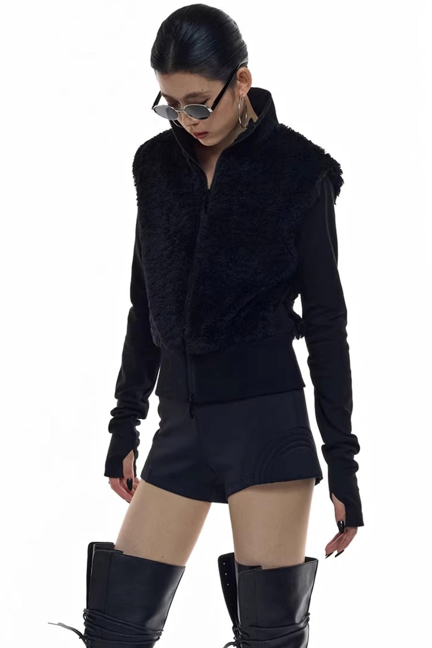 Patchwork-Pelzweste-Jacke