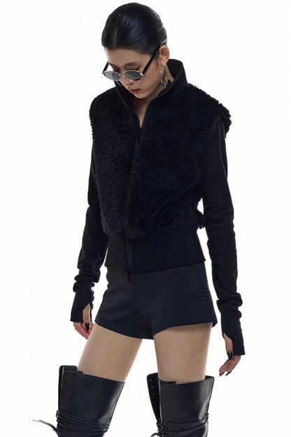 Patchwork-Pelzweste-Jacke