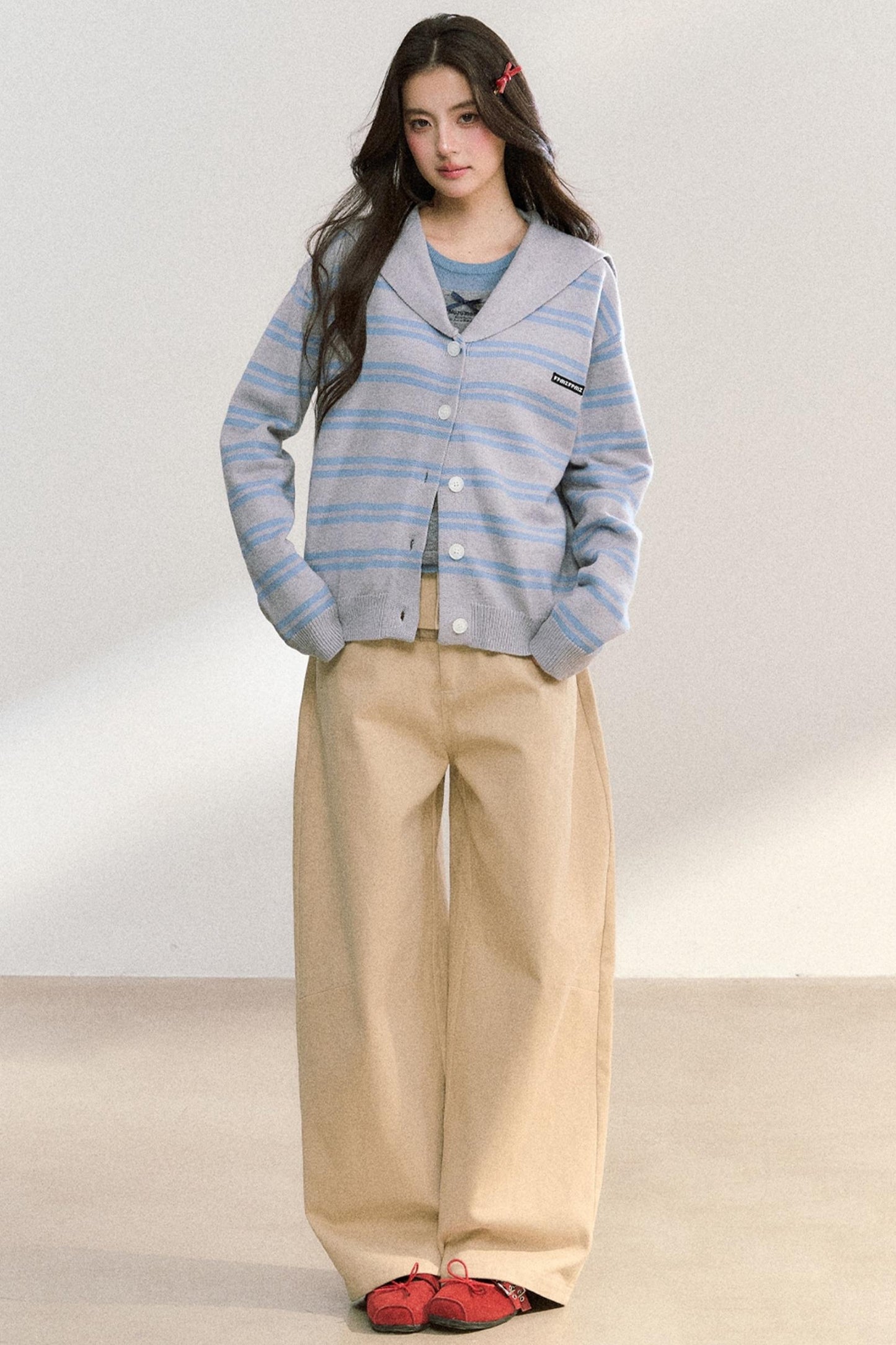 Striped Basic Cardigan Sweater