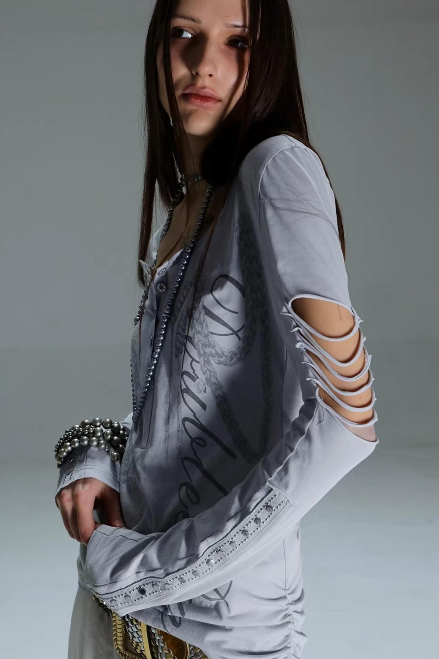 Ripped Punk Printed Sweater