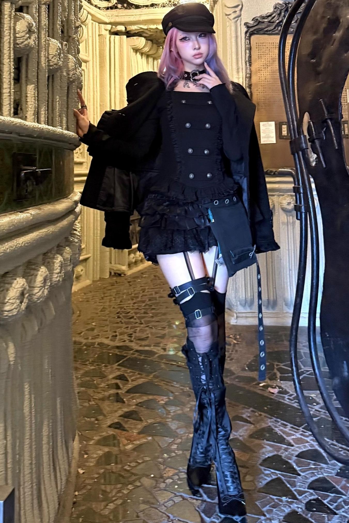 Velvet Double-Breasted Top