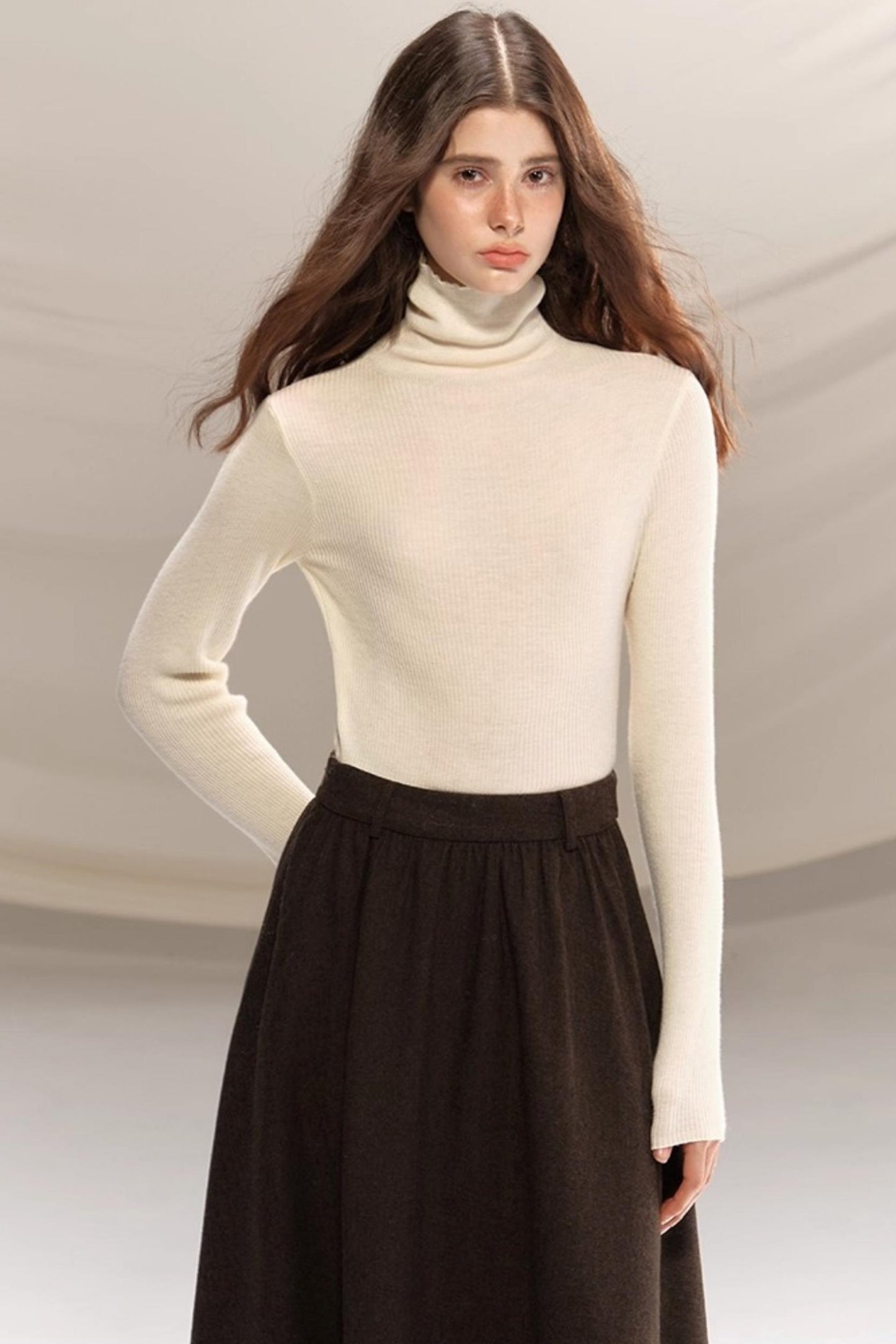Seamless Wool Turtleneck Sweater