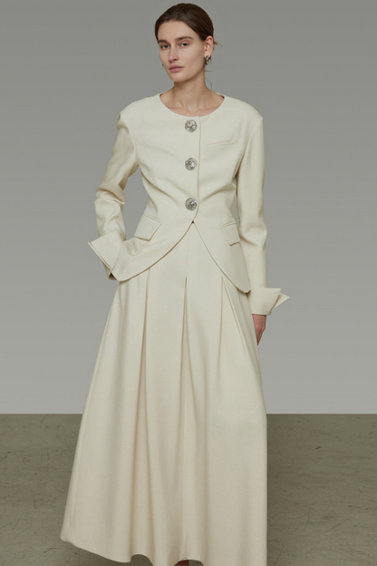 Collarless Slim-Fit Two-Piece Set-Up