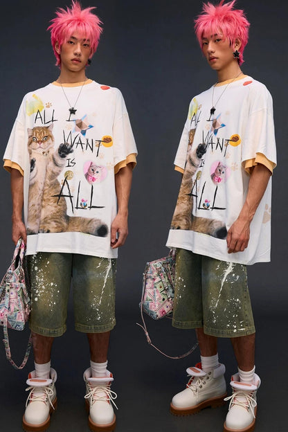 Cat Print T-Shirt