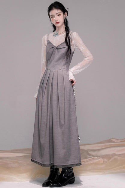 Princess Cloud Gray Suspender Dress