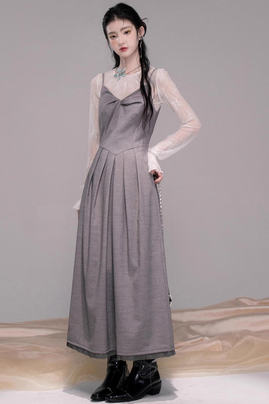 Princess Cloud Gray Suspender Dress