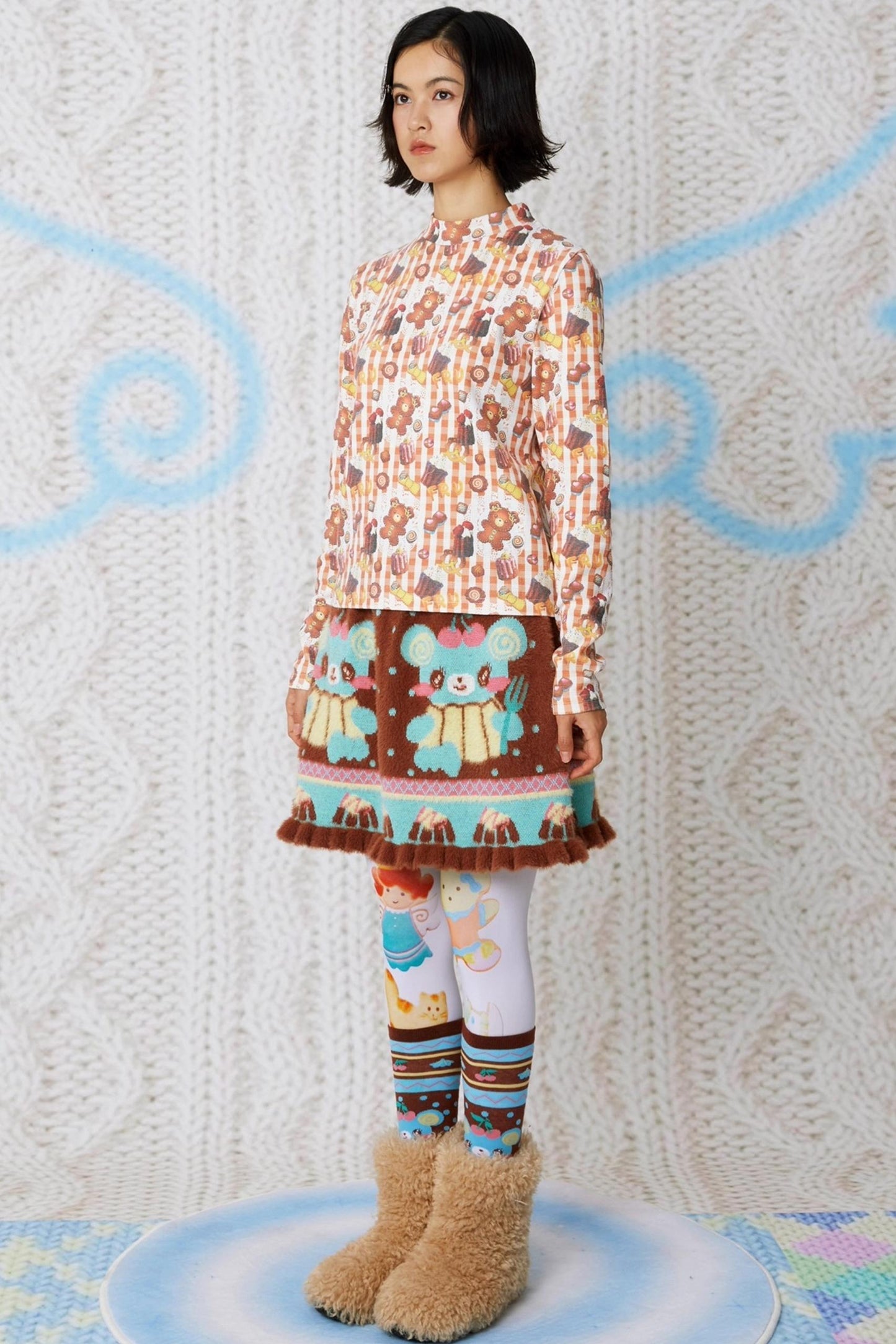 Cookie Print Waffle Top