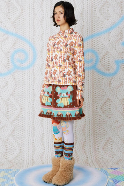 Cookie Print Waffle Top