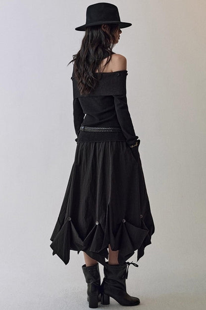 Slim One-Shoulder Knitted Sweater