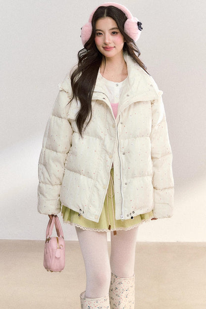 Polka Dot Cotton Puffer Jacket