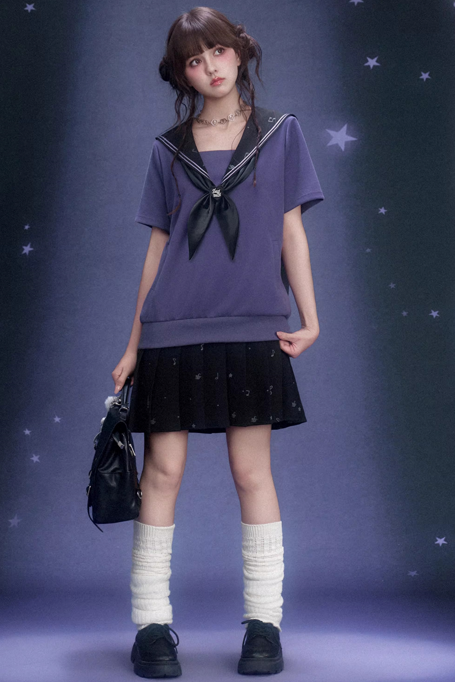 Deep Purple Sailor Collar Dress