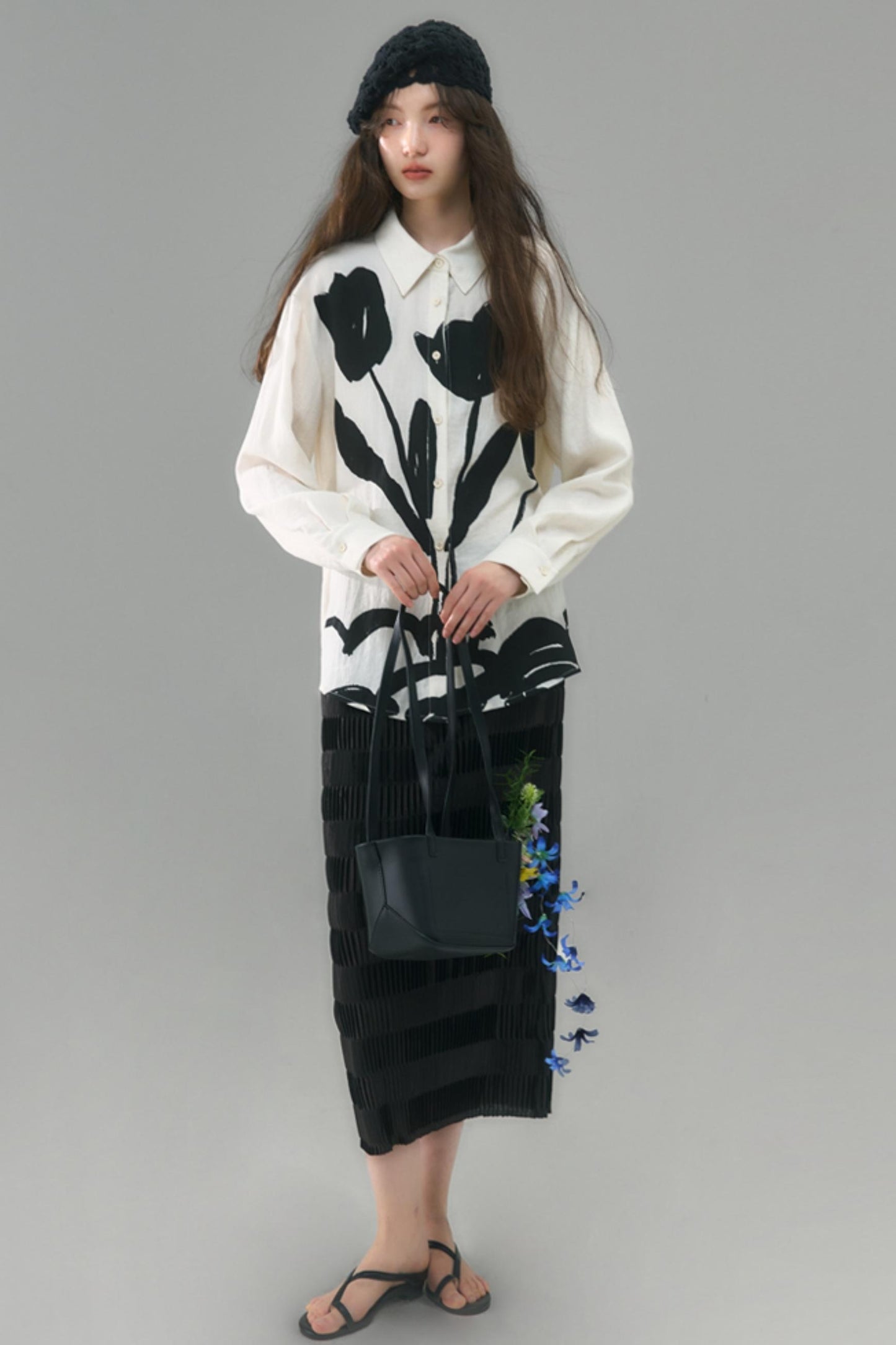 Mercerized Pleated Check Skirt