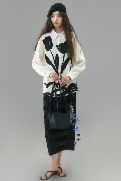 Mercerized Pleated Check Skirt