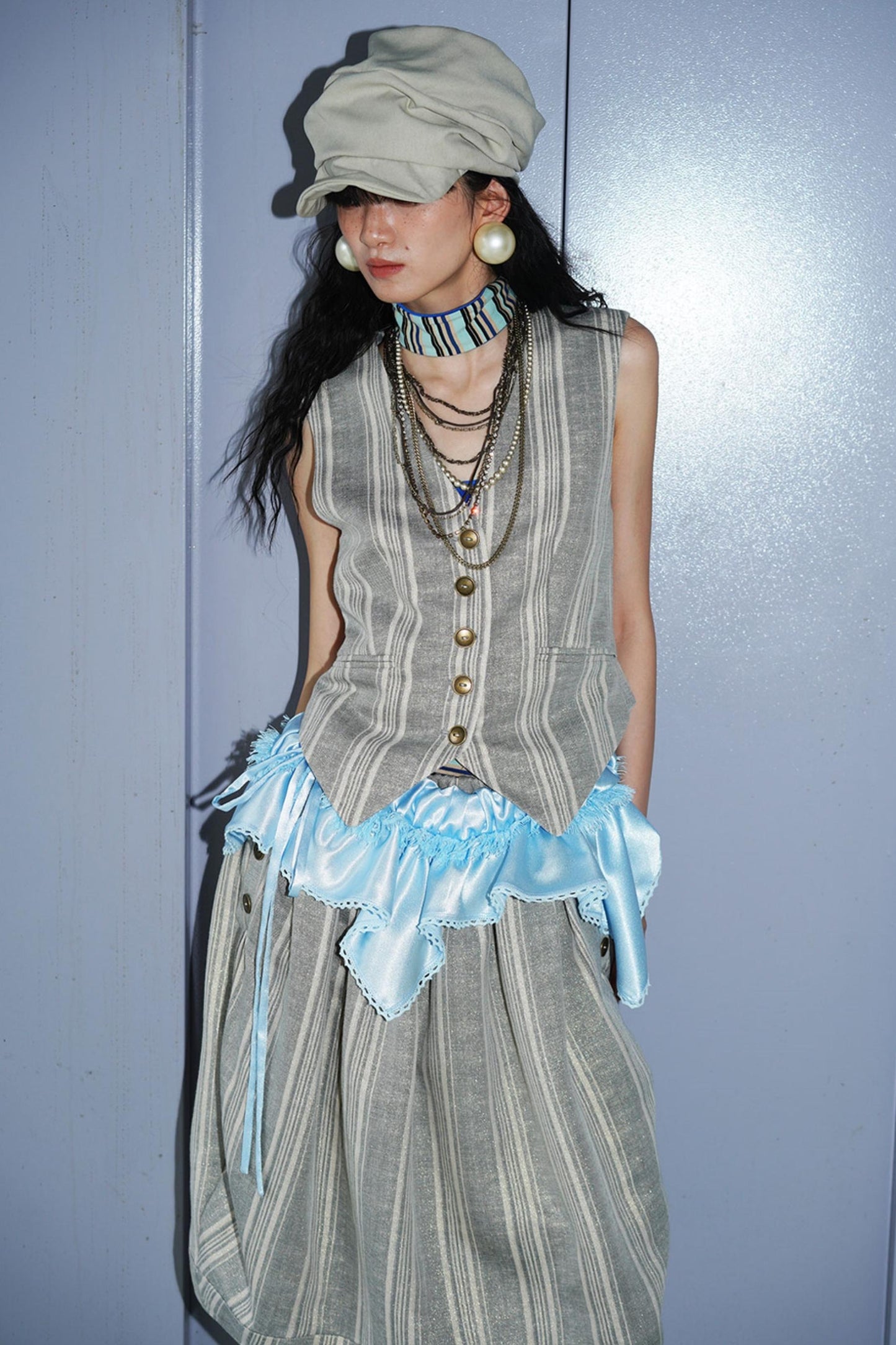 Shimmering Satin Short Skirt Curtain