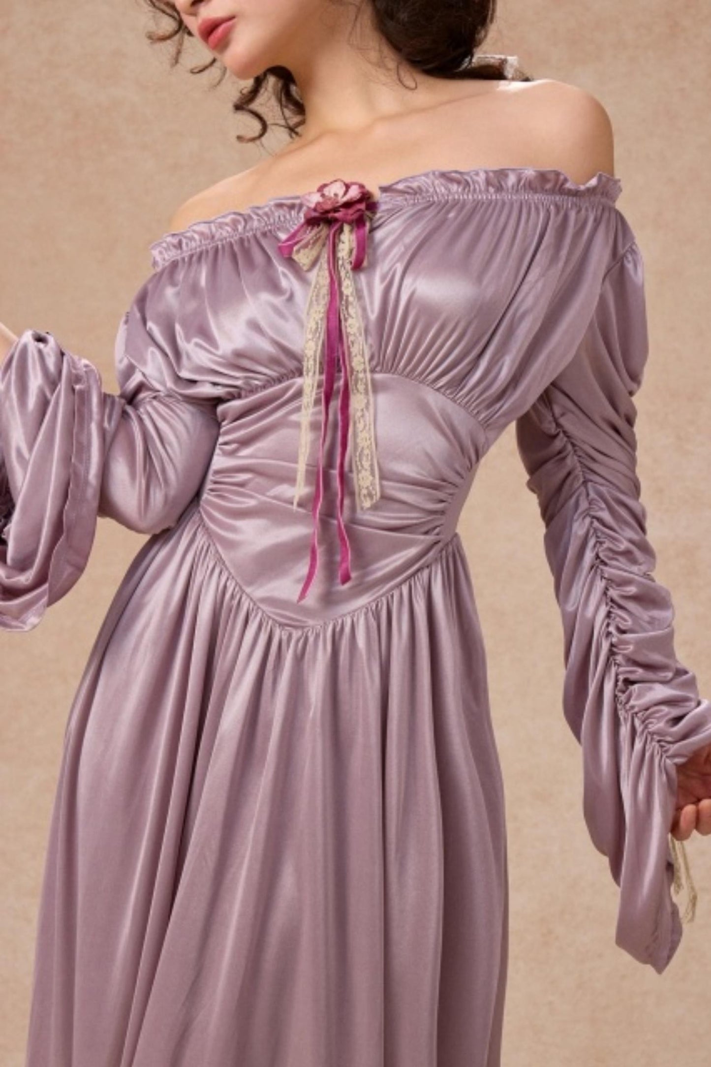 Satin Parthenon One-Shoulder Dress