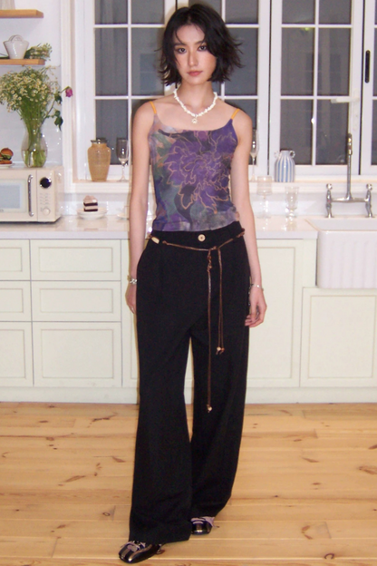 Floral Rhinestone Mesh Camisole