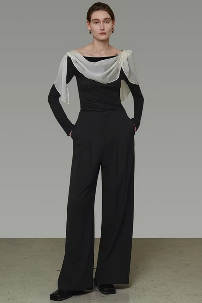 Spliced Neckline Knit Top