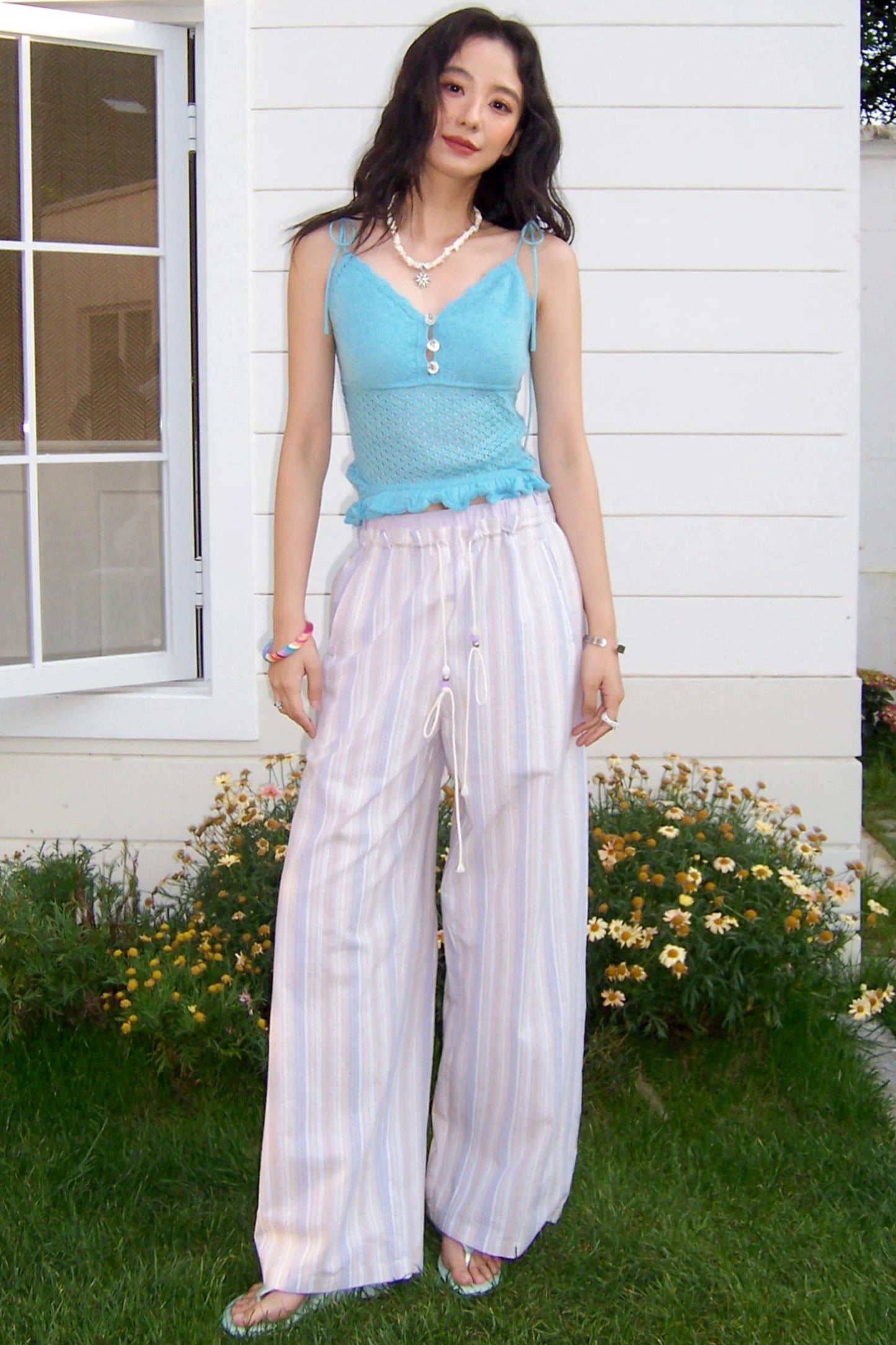 Wool Sequin Ruffle Knit Top