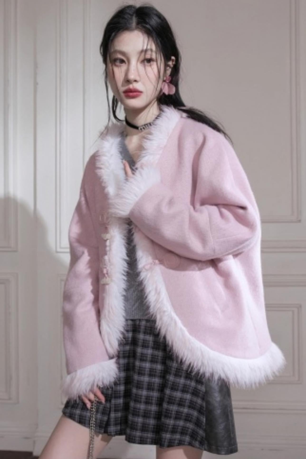 Muse Lover Snow Cherry Wool Coat