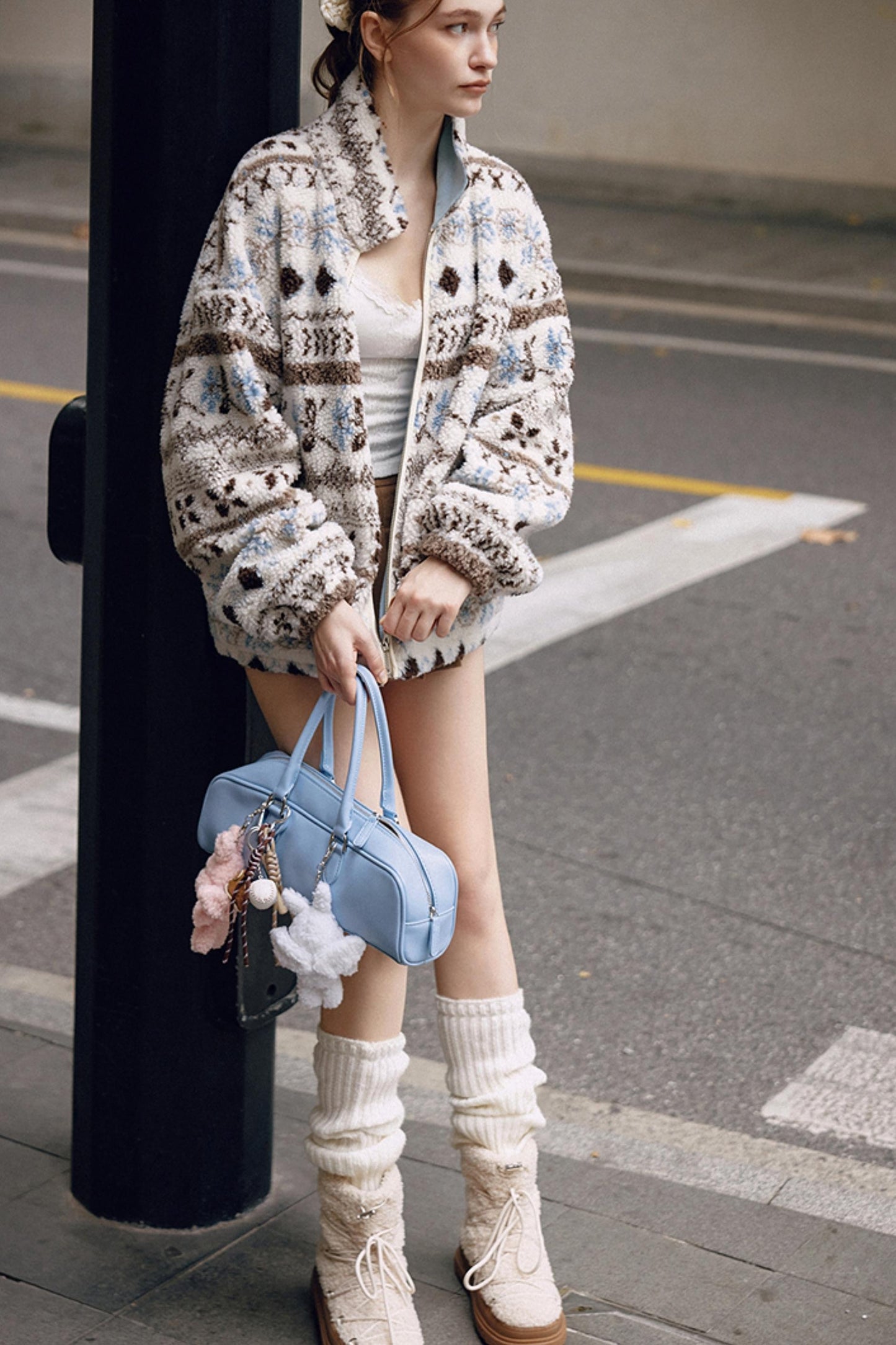 Blue-Brown Fair Isle Cardigan Coat