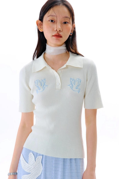 Asuka Love Poems Embroidery Polo Shirt