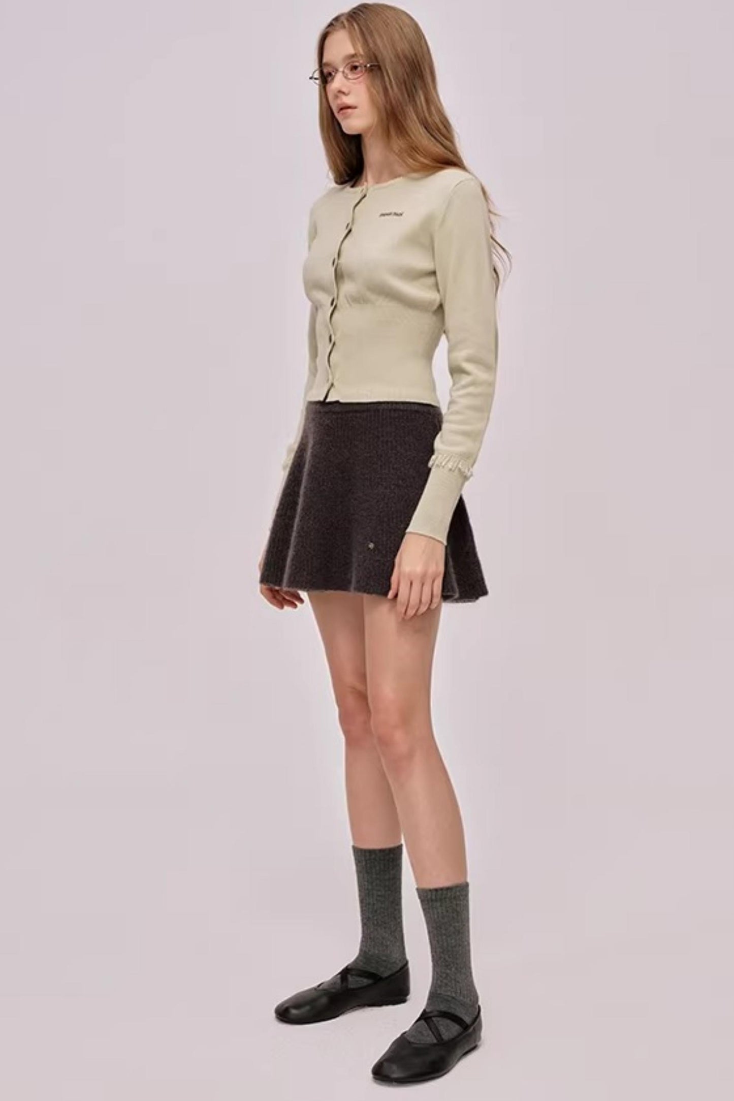 Embroidered Merino Wool Cardigan Top