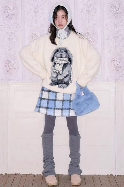 Color-Blocked Rabbit Jacquard Sweater