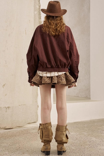 Kitten Badge Dropped Shoulder Jacket