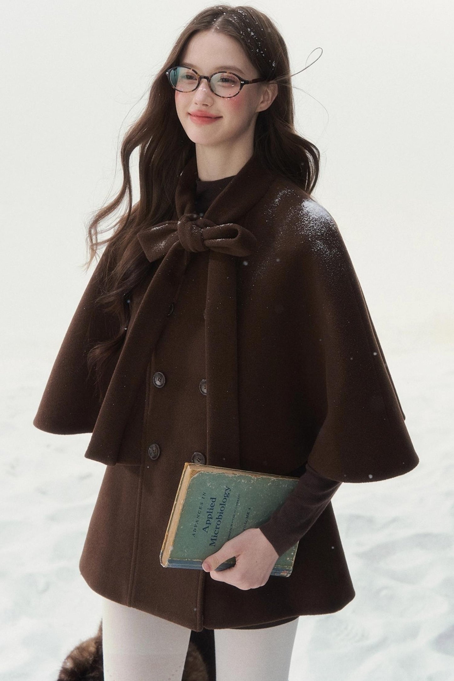 Double-Breasted Cocoa Cape Coat