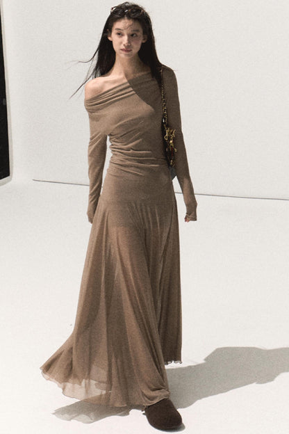 Soft Mist Shoulder Waist Dress