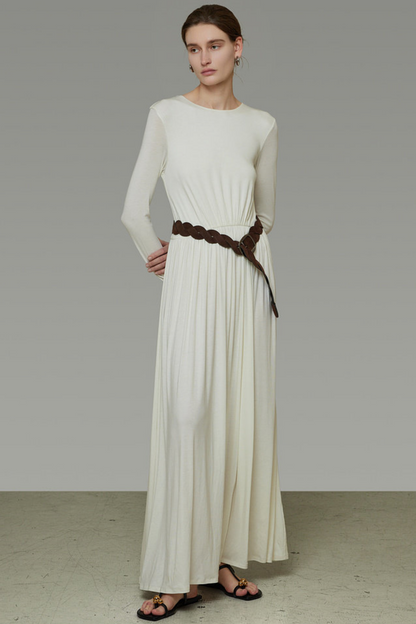 Textured Pleated Long Dress Set