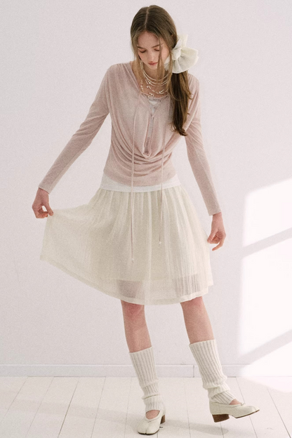 Nude Pink Lyocell Blouse Set-Up