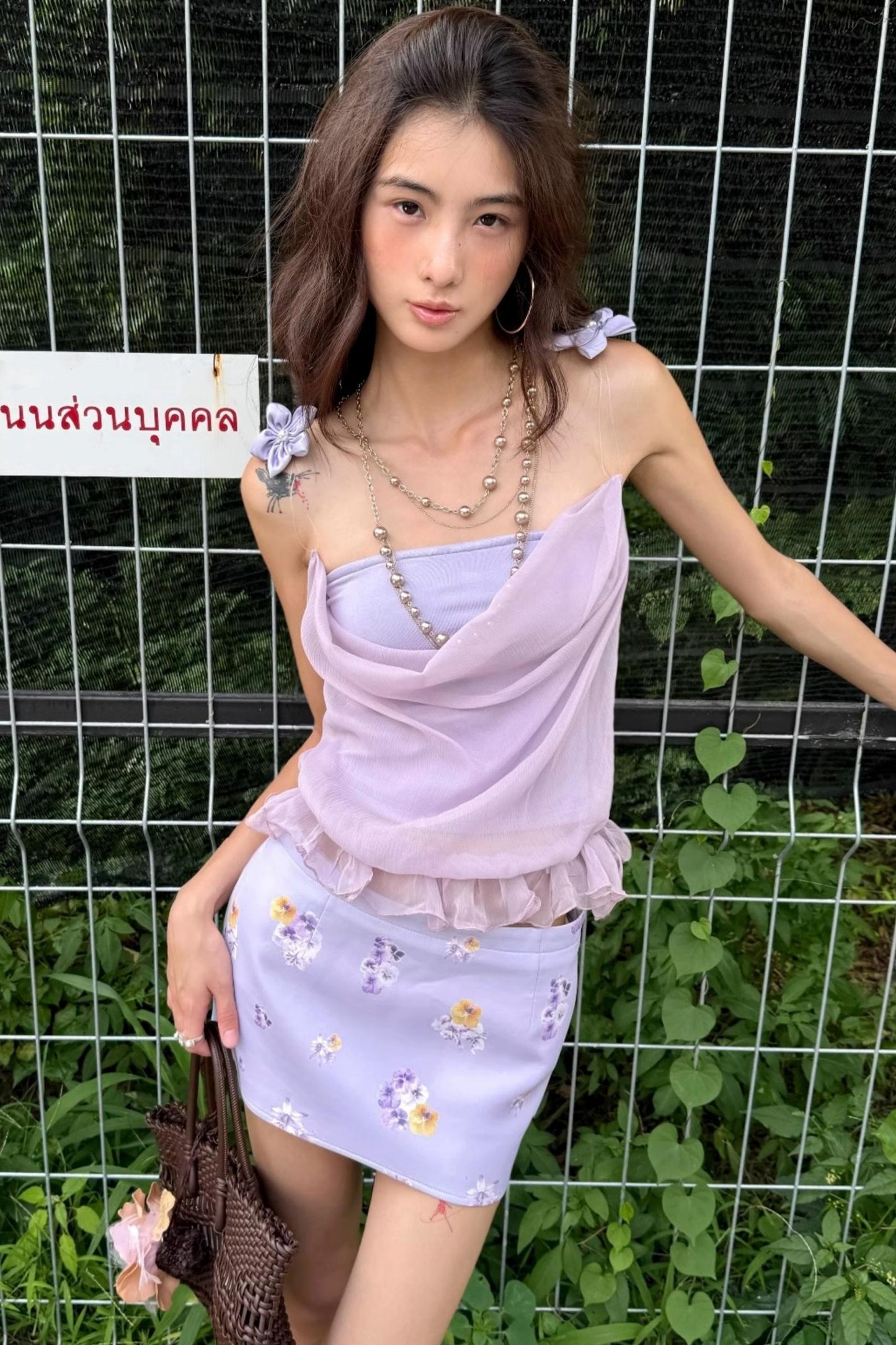 Silk Halter Top & Skirt Set-Up