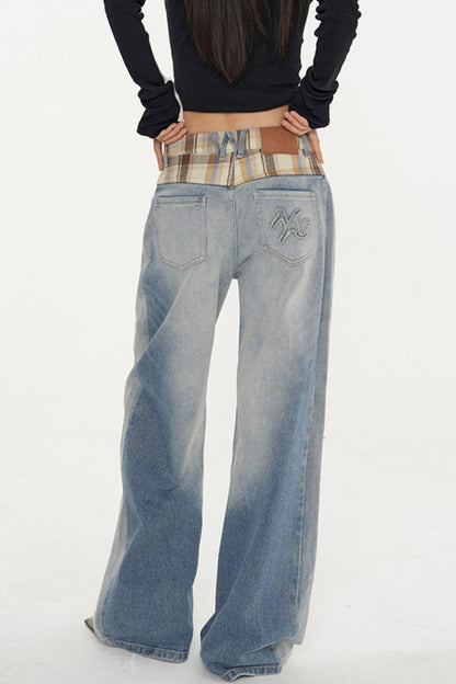 Loose Fit Straight Retro Denim Pants