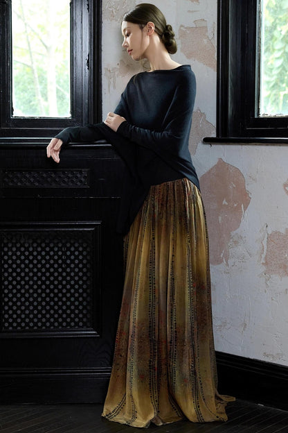 Autumn Black Wool Cloak Cape