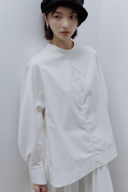 Silhouette Sleeves Cotton Shirt