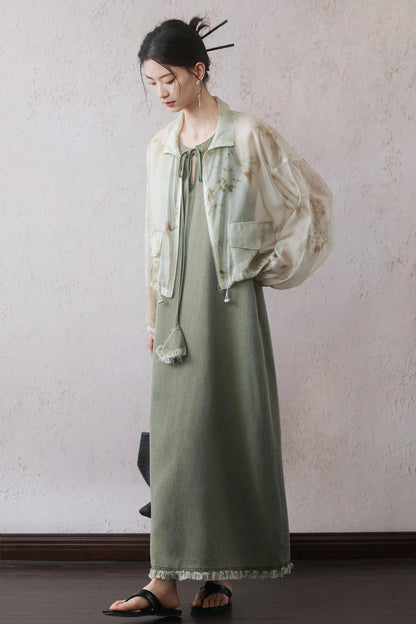 Green Tassel Tank Dress