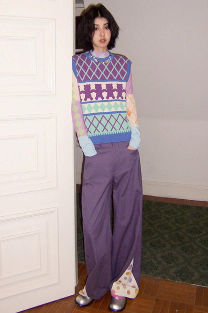 Eggplant Purple Button Pants