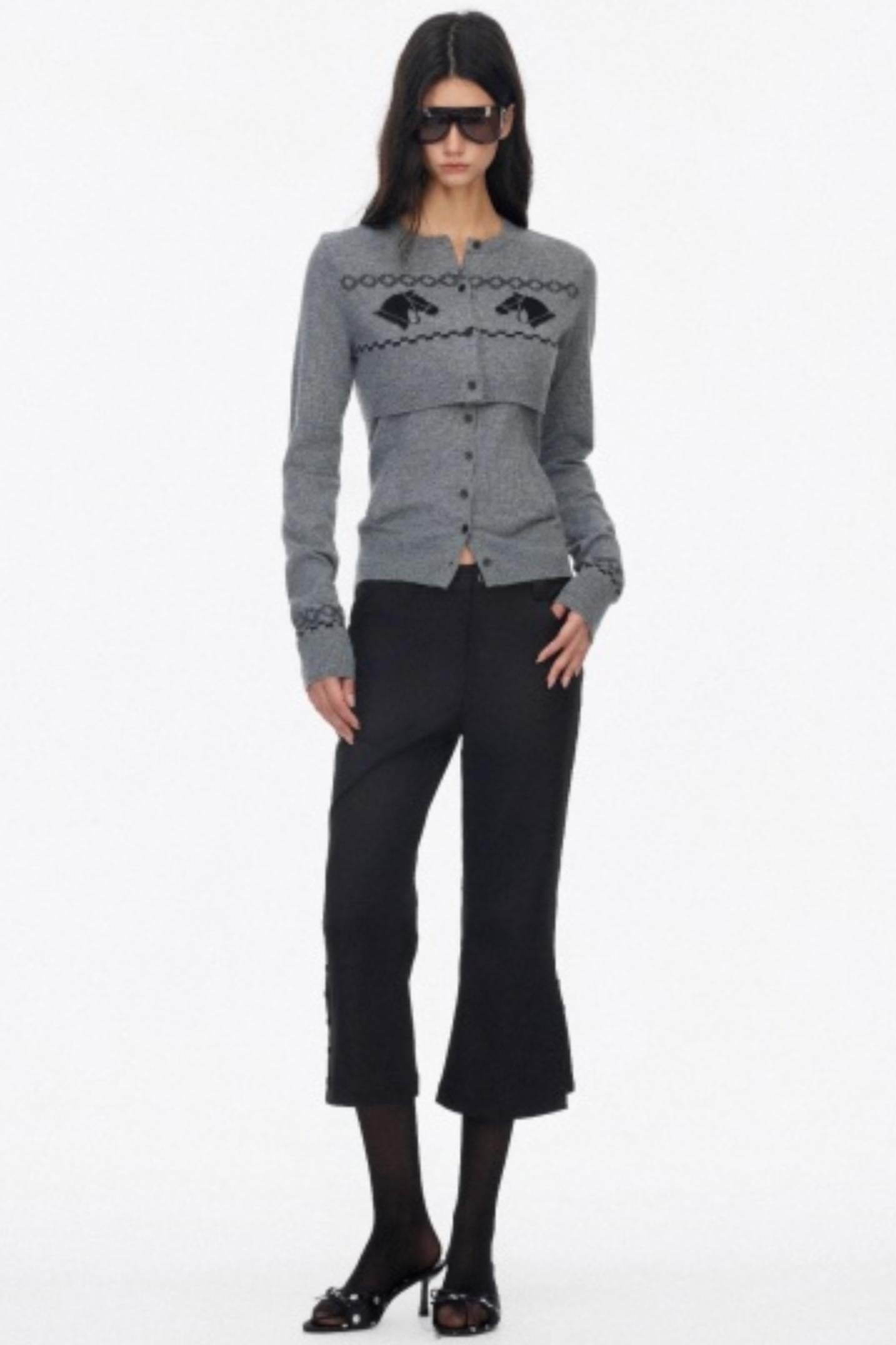 Two Piece Wool Knit Cardigan Set-Up