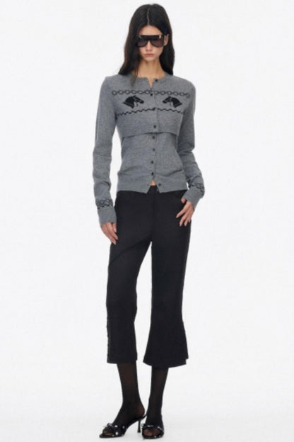 Two Piece Wool Knit Cardigan Set-Up
