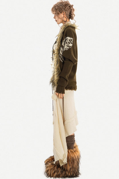 Retro Barn-Style Knit Cardigan