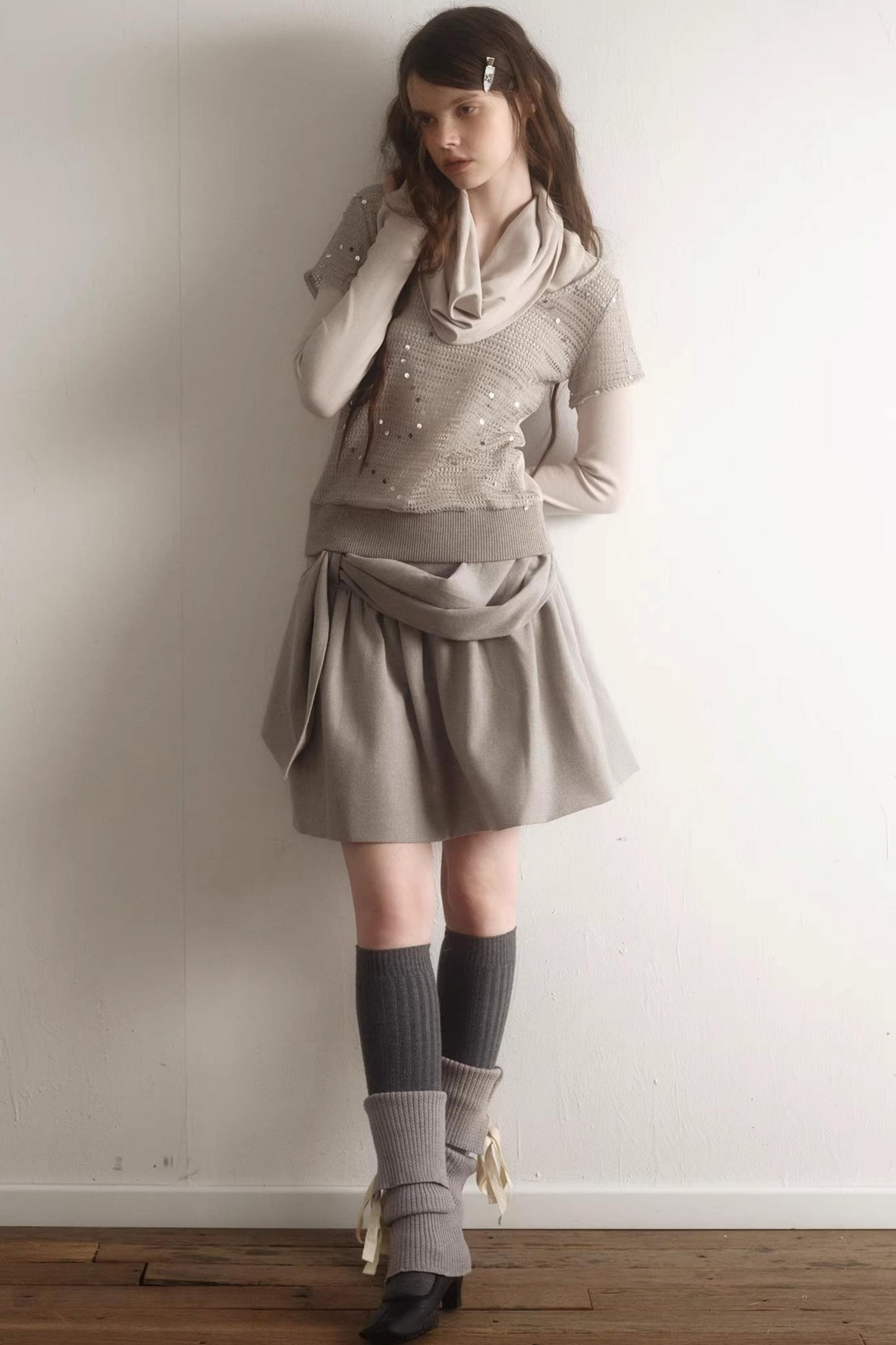 Misty Khaki Knit Top